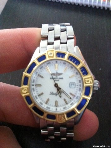 replica Breitling LADY J 18K GOLD MASIVE BLUE BEZEL WATCHES 1