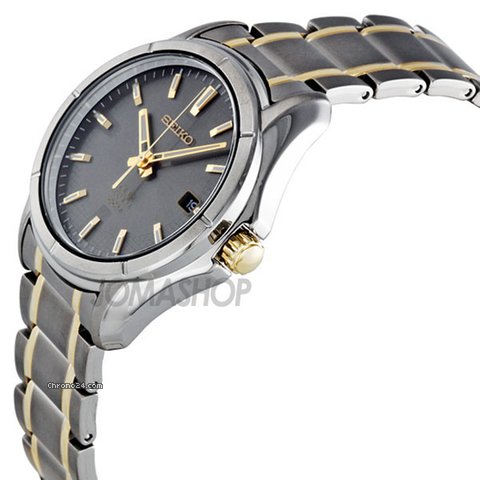 Seiko Two-tone Titanium Solar Quartz Gray Dial Mens Watch SNE143 WATCHES 2