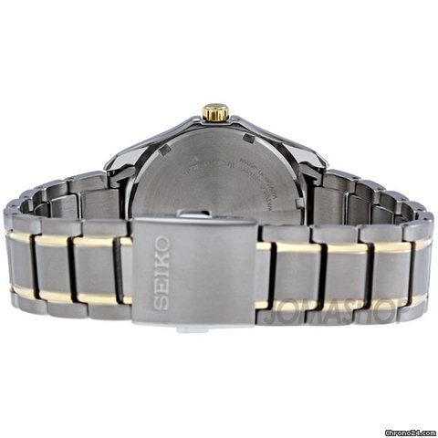 replica Seiko Two-tone Titanium Solar Quartz Gray Dial Mens Watch SNE143 WATCHES 1