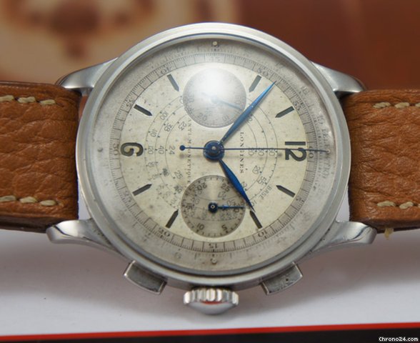 Longines 13ZN chrono steel with SANDWICH DIAL oversize rare vintage WATCHES 2