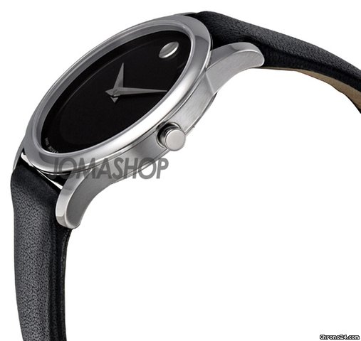 Movado Museum Black Dial Black Leather Strap Ladies Watch 0606503 WATCHES 2