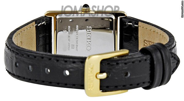 replica Seiko Gold-tone Black Leather Strap Ladies Watch SXGN42 WATCHES 1