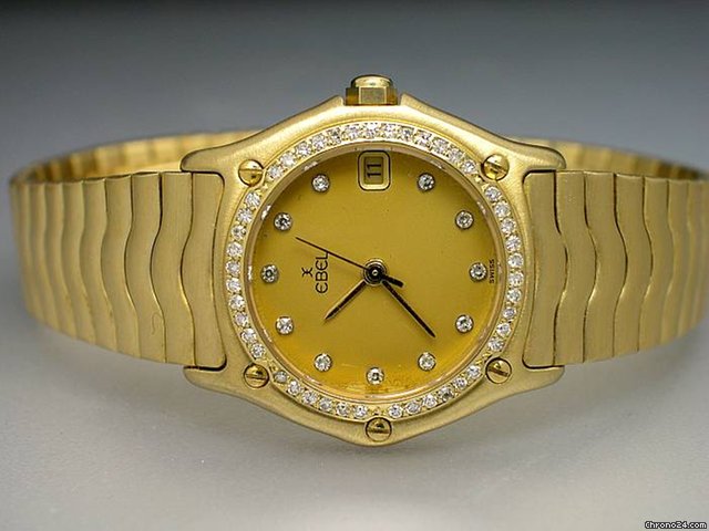 Ebel "CLASSIC WAVE" 18K/750 Gelbgold mit Diamantbesatz WATCHES 2