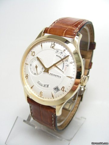 Zenith Elite HW yellow gold/or jaunes power reserver cadran silver dial WATCHES 2