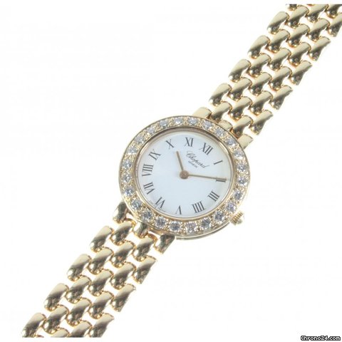 replica Chopard Damenuhr 750er Gelbgold, Brillantl¨¹nette mit 24 Diamanten WATCHES 1