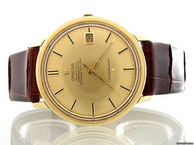 replica Omega Constellation Gelbgold mit Lederarmband Automatik - Vintage WATCHES 1
