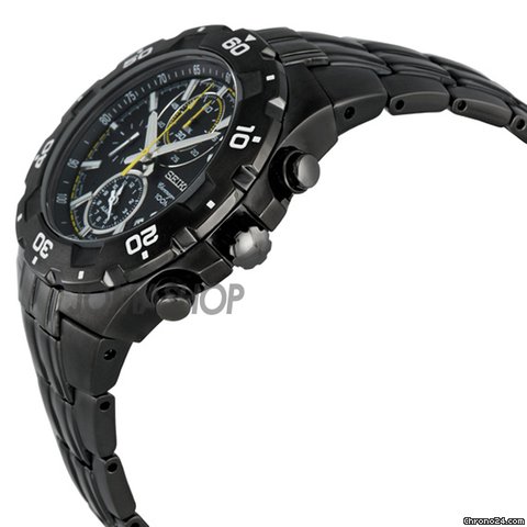 Seiko Stainless Steel Black Dial Chronograph Alarm Mens Watch SNAD37 WATCHES 2