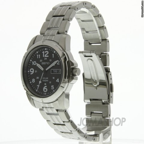 Seiko Black Solar Power Dial GMT Mens Watch SNE095 WATCHES 2