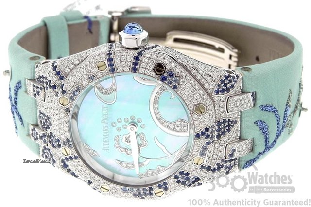 Audemars Piguet Lady Royal Oak Mother of Pearl Dial Diamond Sapphire Watch WATCHES 2