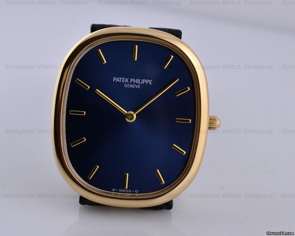 Patek Philippe Golden Ellipse 18K Yellow Gold Blue Dial 35MM WATCHES 2