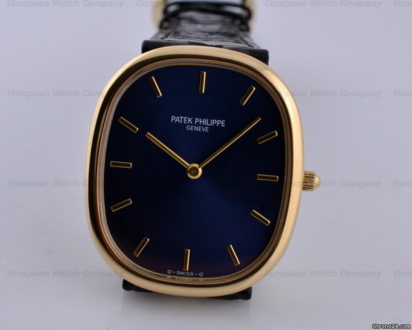 replica Patek Philippe Golden Ellipse 18K Yellow Gold Blue Dial 35MM WATCHES 1