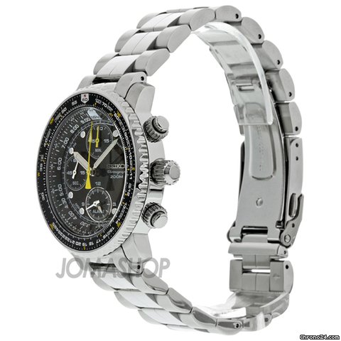 replica Seiko Flight Chronograph Steel Black Mens Watch SNA411 WATCHES 1