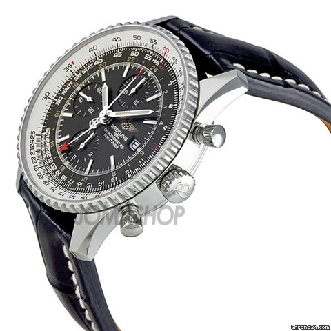 Breitling Navitimer World Black Dial Crocodile Leather Automatic Mens Watch A2432212-B726BKCD WATCHES 2