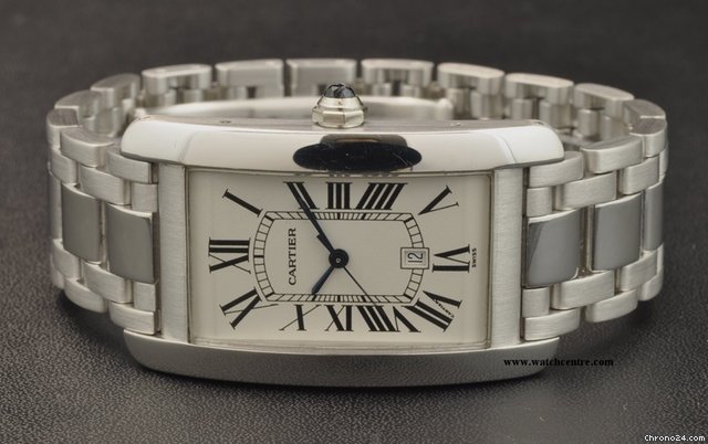 Cartier 18k White Gold Silver Dial Tank Americaine WATCHES 2