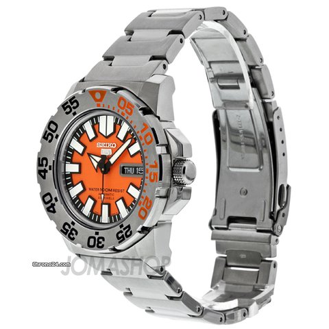 Seiko 5 Orange Dial Stainless Steel Automatic Mens Watch SNZF49 WATCHES 2