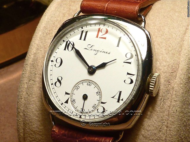Longines Original 1930s Art Deco Style Cushion Case, Enamel dial WATCHES 2