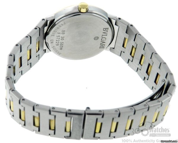 replica Bulgari Unisex BB30SGD 18K Gold & Stainless Steel Quartz Date Mid Size Watch WATCHES 1
