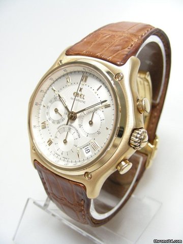Ebel Wave Le Modulor chronographe mvt Lemania "certified chronometre" grande taille yellow gold/or jaune WATCHES 2