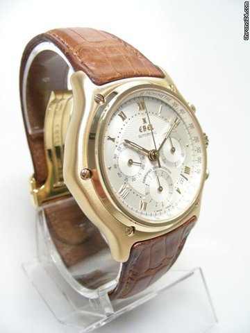 replica Ebel Wave Le Modulor chronographe mvt Lemania "certified chronometre" grande taille yellow gold/or jaune WATCHES 1