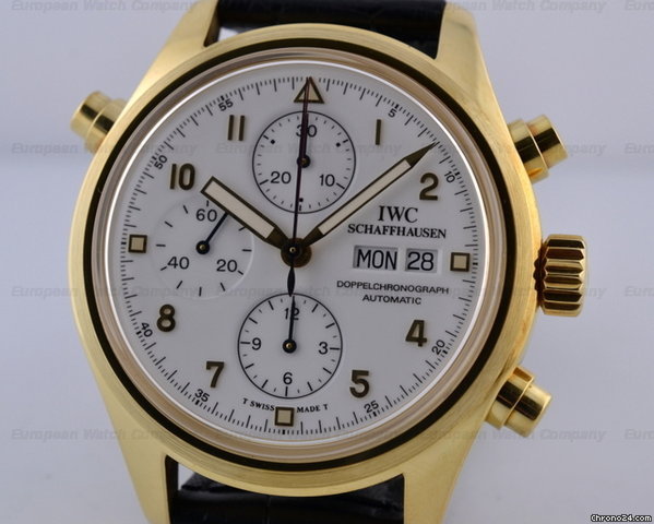 IWC Fliegeruhr Pilot Split - Second Chronograph 18K Yellow Gold White Dial C WATCHES 2