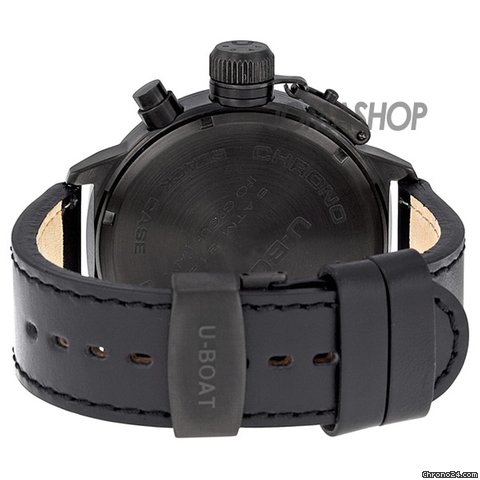 replica U-Boat Casa Nera Beige Dial Chronograph Black Leather Mens Watch 365 WATCHES 1