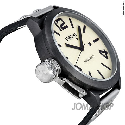 U-Boat Automatic Beige Dial Black Leather Strap Mens Watch 339 WATCHES 2