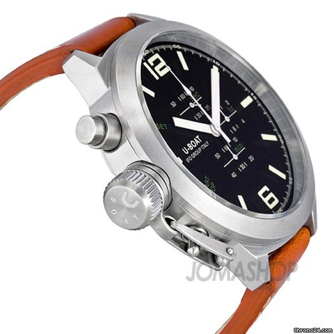 U-Boat Black Dial Chronograph Brown Leather Mens Watch 304 WATCHES 2