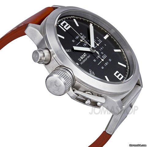 U-Boat Black Dial Light Brown Leather Mens Watch 378 WATCHES 2