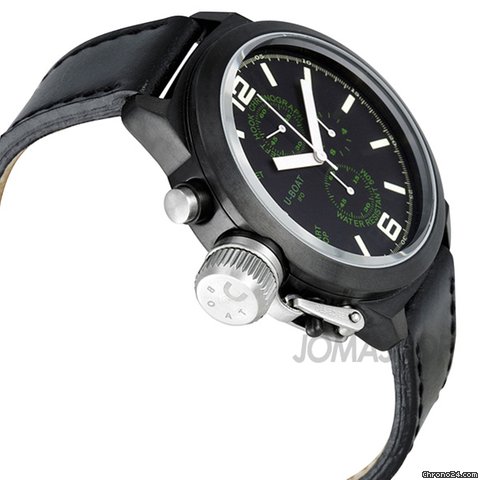 U-Boat Black Green Dial Leather Strap Mens Watch 293 WATCHES 2