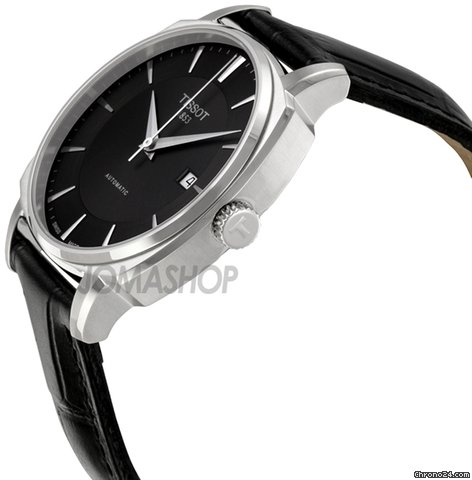Tissot T-Lord Black Dial Automatic Black Leather Mens Watch T0595071605100 WATCHES 2