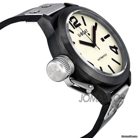 U-Boat Beige Dial Black Leather Mens Watch 343 WATCHES 2