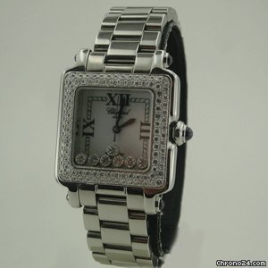 replica Chopard HAPPY SPORT STEEL SQUARE DiAMOND BEZEL WATCHES 1