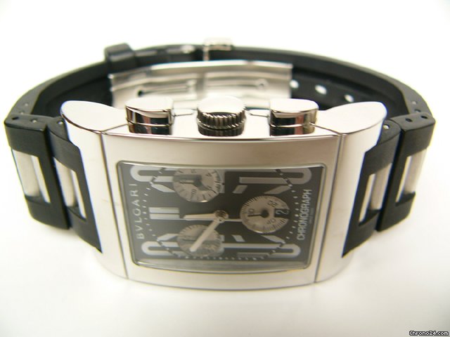 Bulgari Rettangolo chronograph stainless steel and rubber Mod RTC49S WATCHES 2