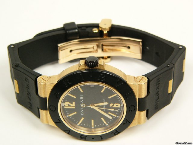 Bulgari Diagono yellow gold and rubber AL38G WATCHES 2