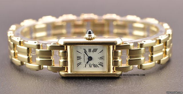Cartier 18k Yellow Gold Silver Roman Dial Mini Tank WATCHES 2