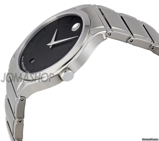 Movado Quadro Black Dial Stainless Steel Mens Watch 0606478 WATCHES 2