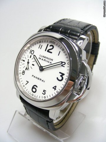 Panerai Luminor Marina steel/acier sur cuir cadran blanche/white dial WATCHES 2