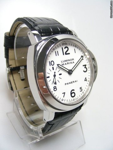 replica Panerai Luminor Marina steel/acier sur cuir cadran blanche/white dial WATCHES 1