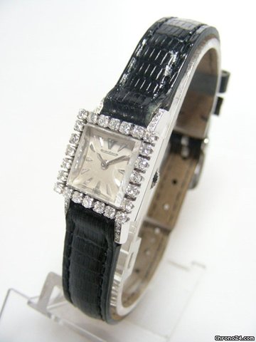 Jaeger-LeCoultre Lady art deco vintage carree en or blanc/white gold with diamonds in beze/lunette en diamants et entres cornes WATCHES 2