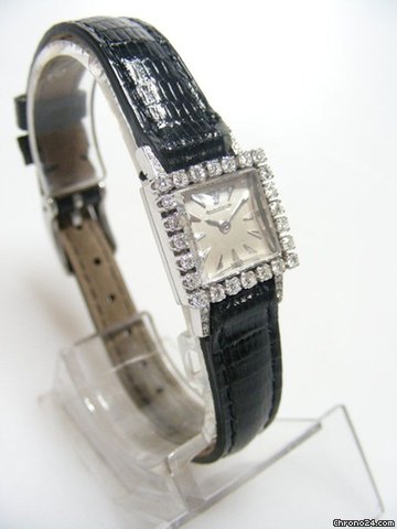 replica Jaeger-LeCoultre Lady art deco vintage carree en or blanc/white gold with diamonds in beze/lunette en diamants et entres cornes WATCHES 1