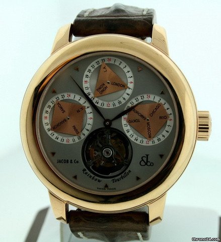 replica Jacob & Co. . R5RG Men's Tourbillon 4 Time Zone Pre-owned WATCHES 1