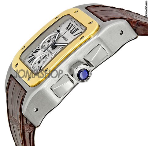 Cartier Santos 100 18kt Yellow Gold and Steel Chronograph XL Mens Watch W20091X7 WATCHES 2