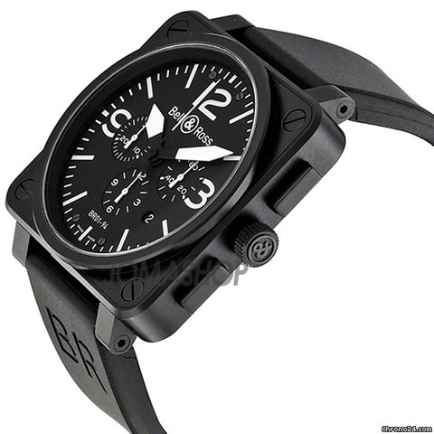 Bell & Ross Carbon Chronograph Black Dial Stainless Steel Mens Watch BR0194-BL-CA WATCHES 2
