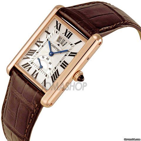 Cartier Tank Louis Silver Dial 18k Rose Gold Brown Leather Mechanical Mens Watch W1560003 WATCHES 2