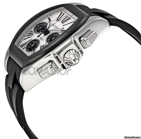 Cartier Roadster Chronograph Silver Dial Black Rubber Automatic Mens Watch W6206020 WATCHES 2