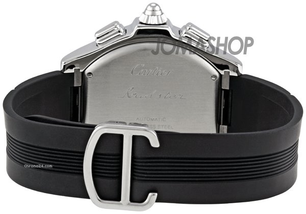 replica Cartier Roadster Chronograph Silver Dial Black Rubber Automatic Mens Watch W6206020 WATCHES 1