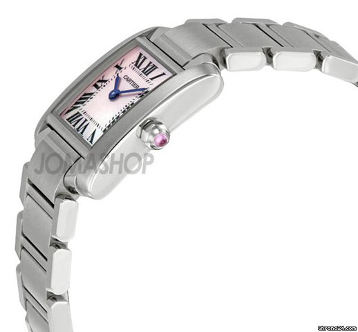 Cartier Tank Francaise Steel Pink Mother-of-Pearl Ladies Watch W51028Q3 WATCHES 2