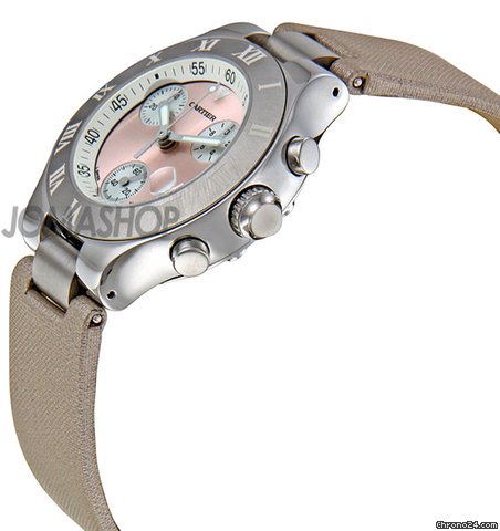 Cartier Chronoscaph Silvered Pink Sunburst Dial Chronograph Ladies Watch W1020012 WATCHES 2