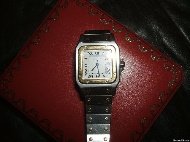 replica Cartier SANTOS Herren Men Automatik 18K Gold Edelstahl mit Box WATCHES 1