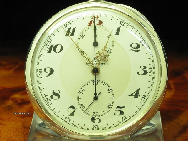 Longines Open Face Lepine Taschenuhr Chronograph 900 Silber WATCHES 2
